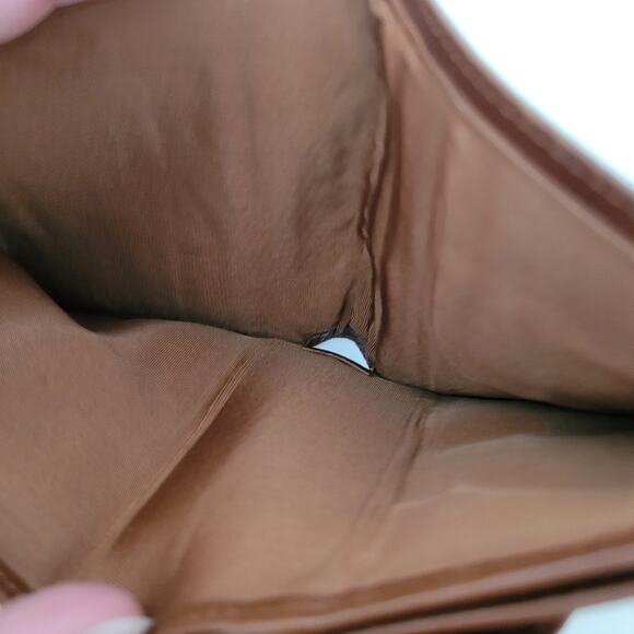 Nina Ricci Canvas Leather Wallet Brown Small Card Bill Coin Holder Bifold Boho - Picture 7 of 9